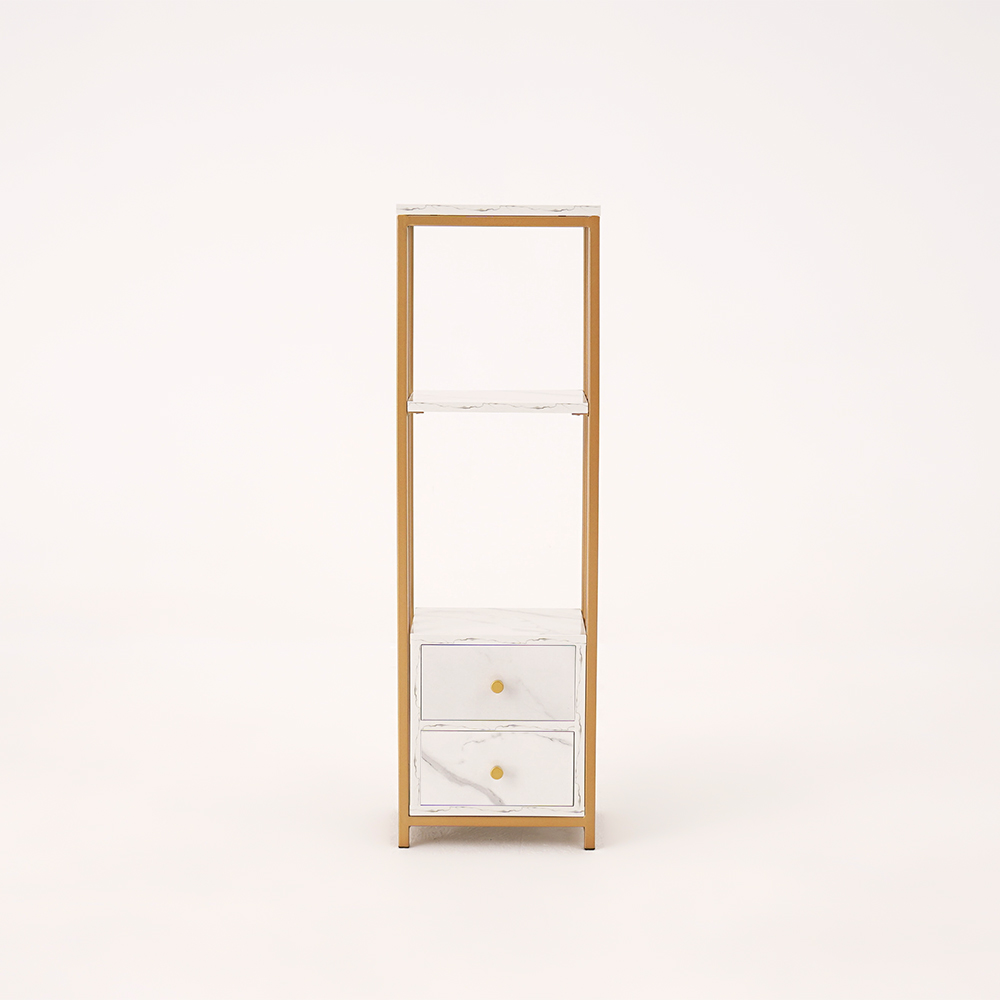 Modern White Storage Display with Shelves & Drawers & Backboard