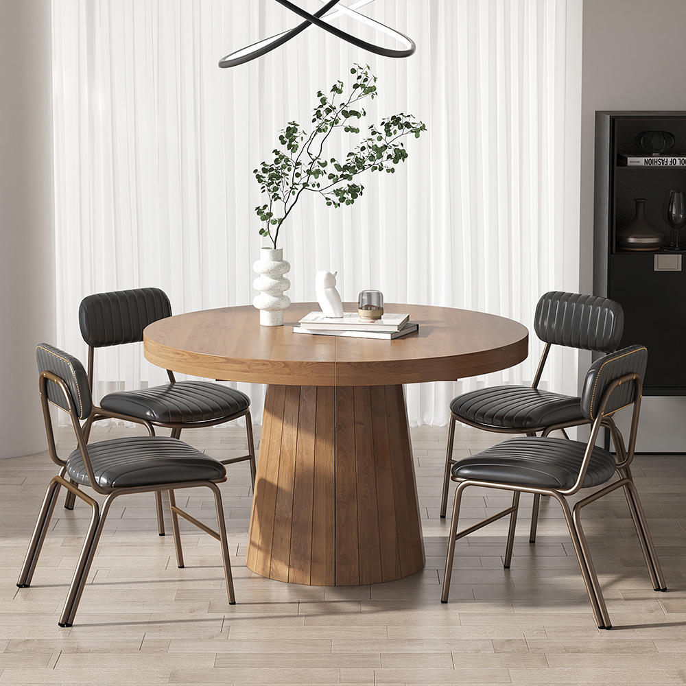 Japandi 1000mm 1400mm Extendable Dining Table 6 Seater Walnut Oval 