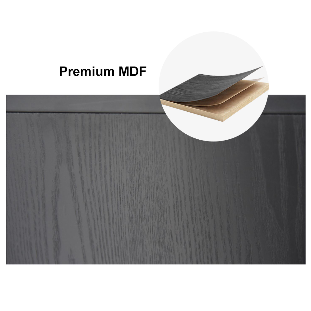 Nordic Minimalist Black Nightstand Glass Door Bedside Table with 2