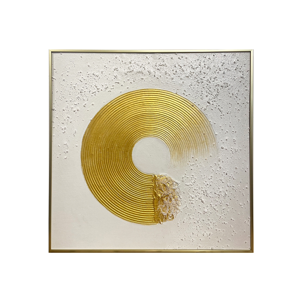 3D Modern White Gold Wall Decor Art Textured Canvas Oil Painting with