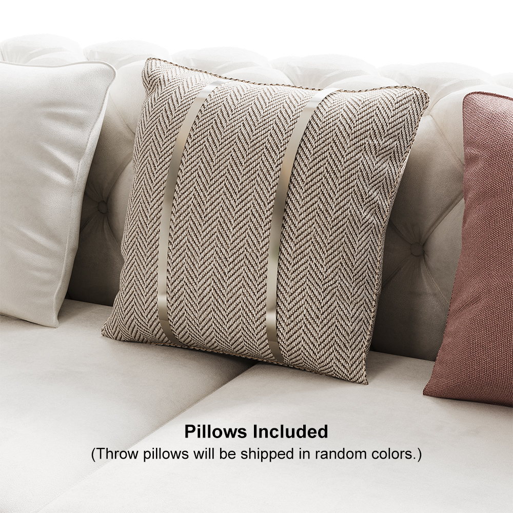 Taree 2200mm Modern Velvet Upholstered Sofa 2Seater Sofa White Tufted