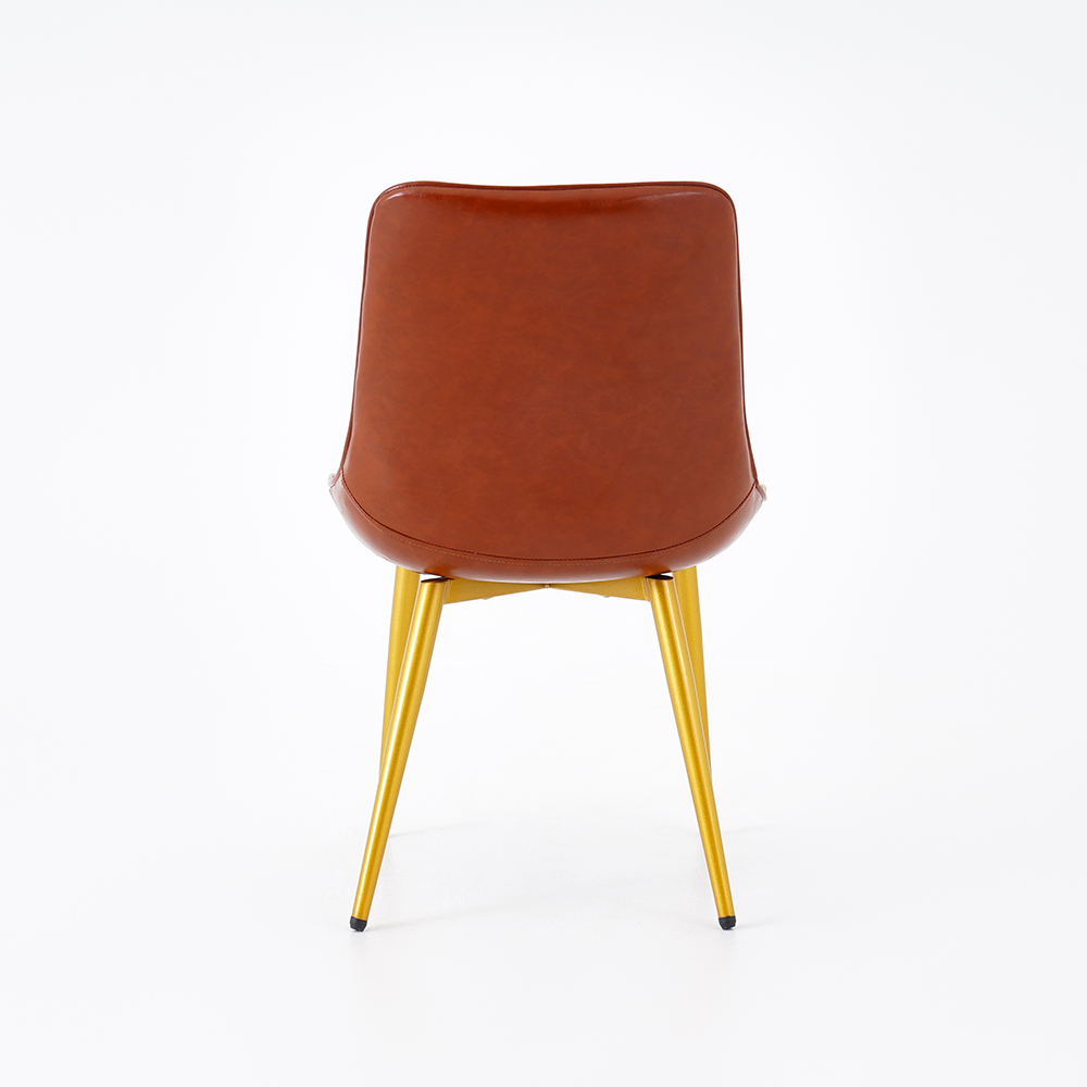 Orange Dining Chairs with PU Leather Upholstery & High Back Dining Table Chair Set of 2