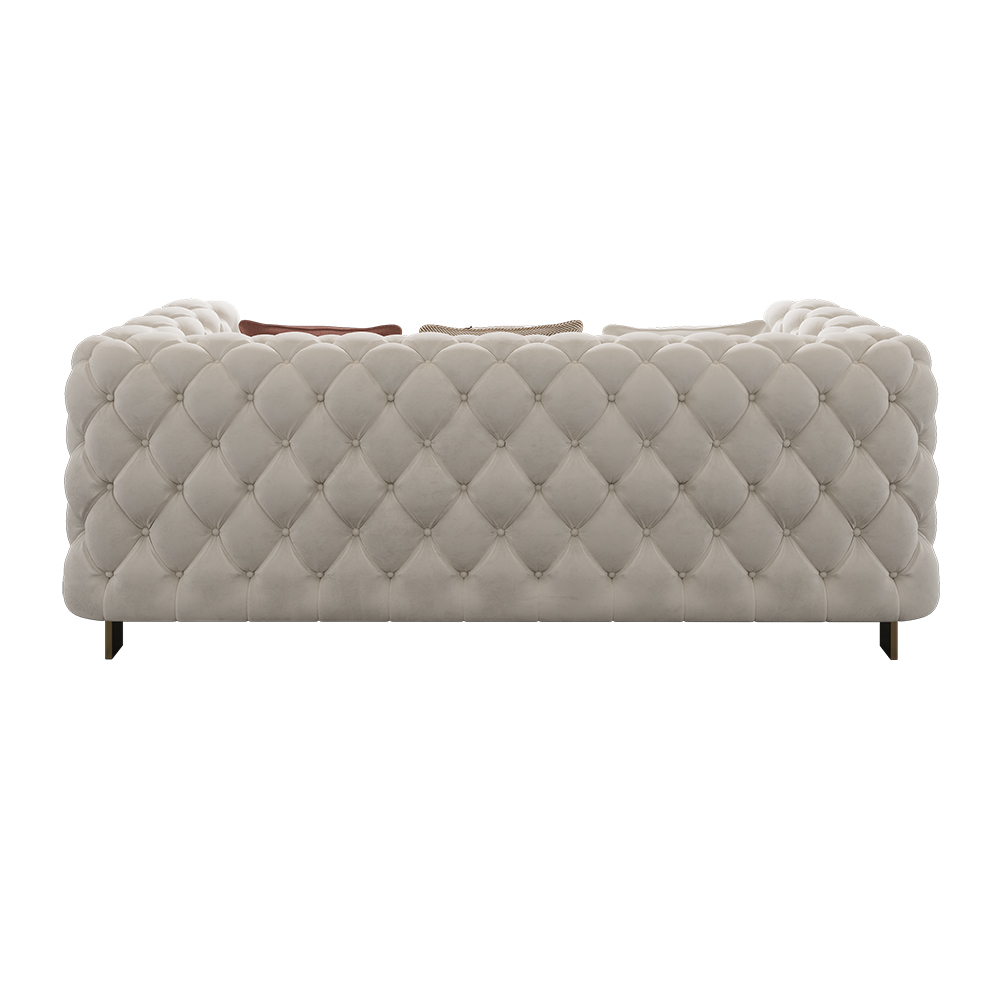 Taree 2200mm Modern Velvet Upholstered Sofa 2Seater Sofa White Tufted