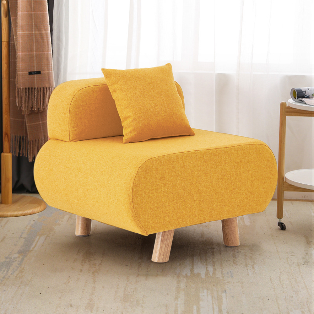 Modern Yellow Accent Chair with Cotton & Linen Upholstered and Pillow Included