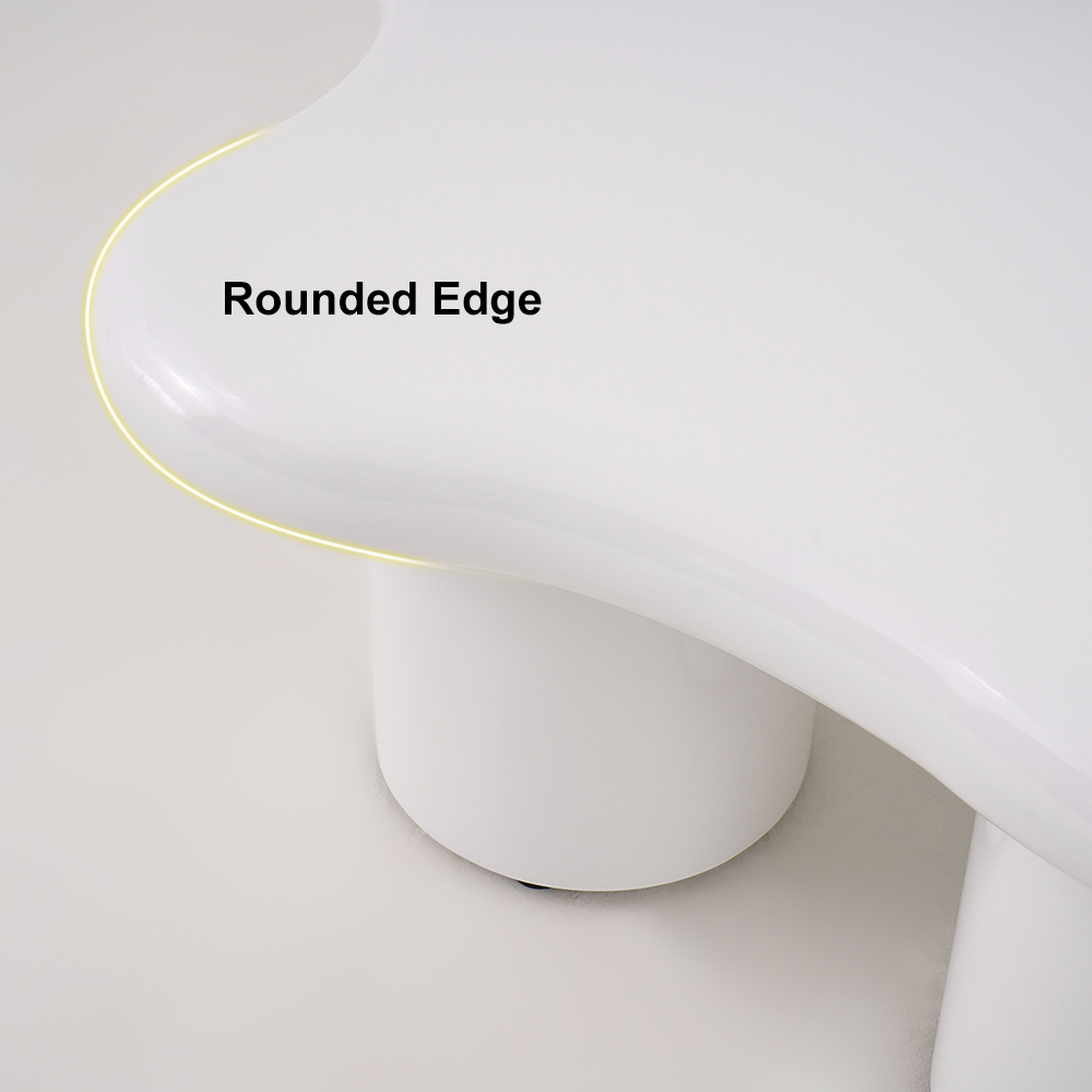 1000mm Modern Wood Abstract Coffee Table in White with 4 legs - Living