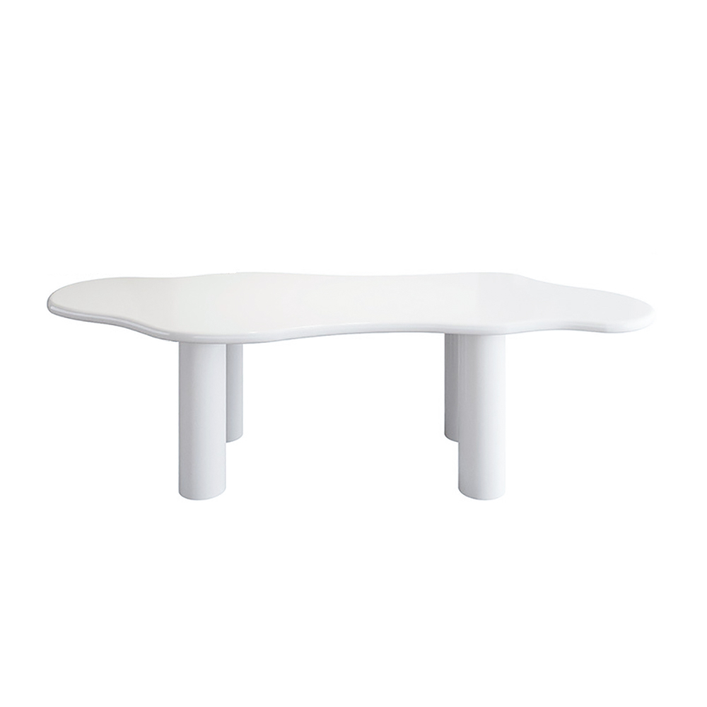 71" White Dining Table 6 Seater Japandi Irregular Dining Room Table 4