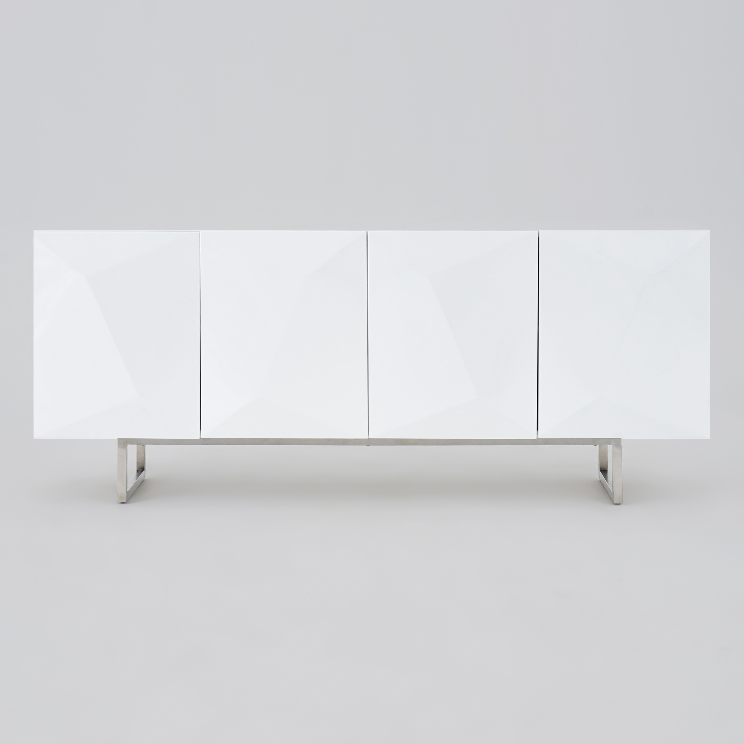 Modern 71" White Buffet Sideboard Kitchen Cabinet with 4 Doors Adjustable Shelves