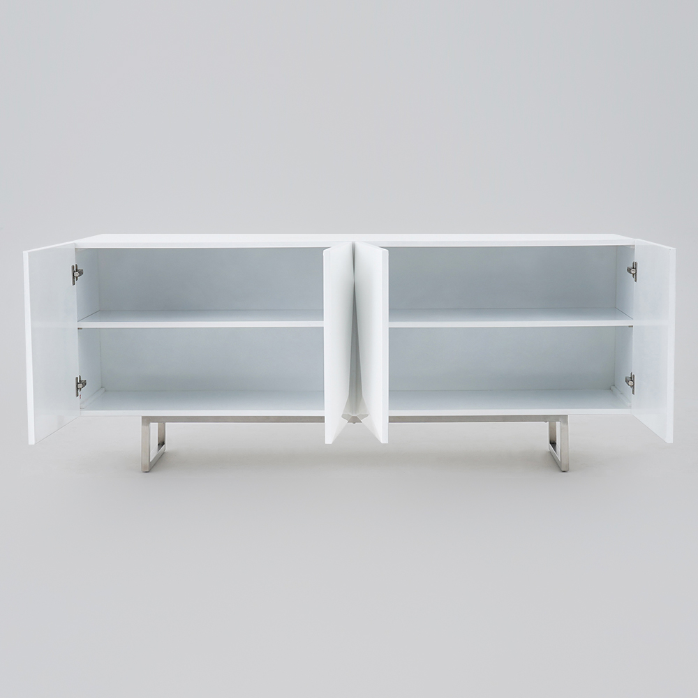 Modern 71" White Buffet Sideboard Kitchen Cabinet with 4 Doors Adjustable Shelves