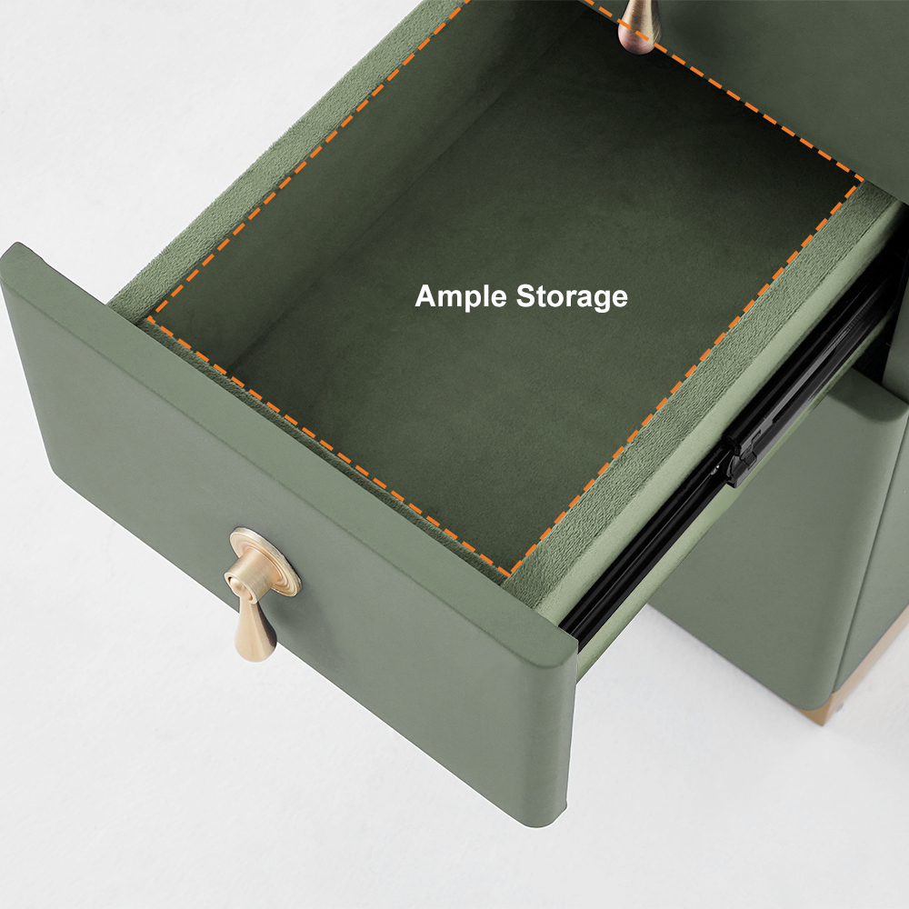 Modern Off White 3Drawer Nightstand Narrow Bedside Table with Faux