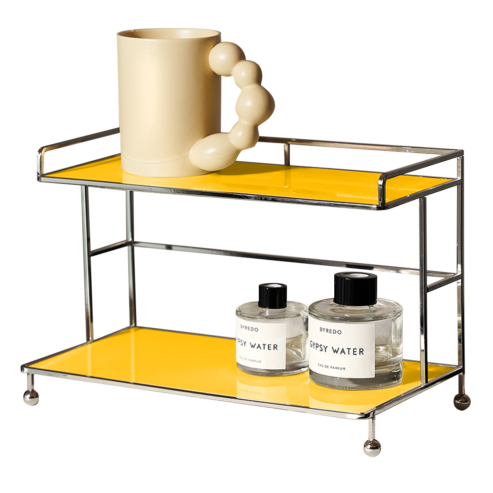 Modern 2Tier Acrylic Storage Shelf Yellow Storage Rack with Open