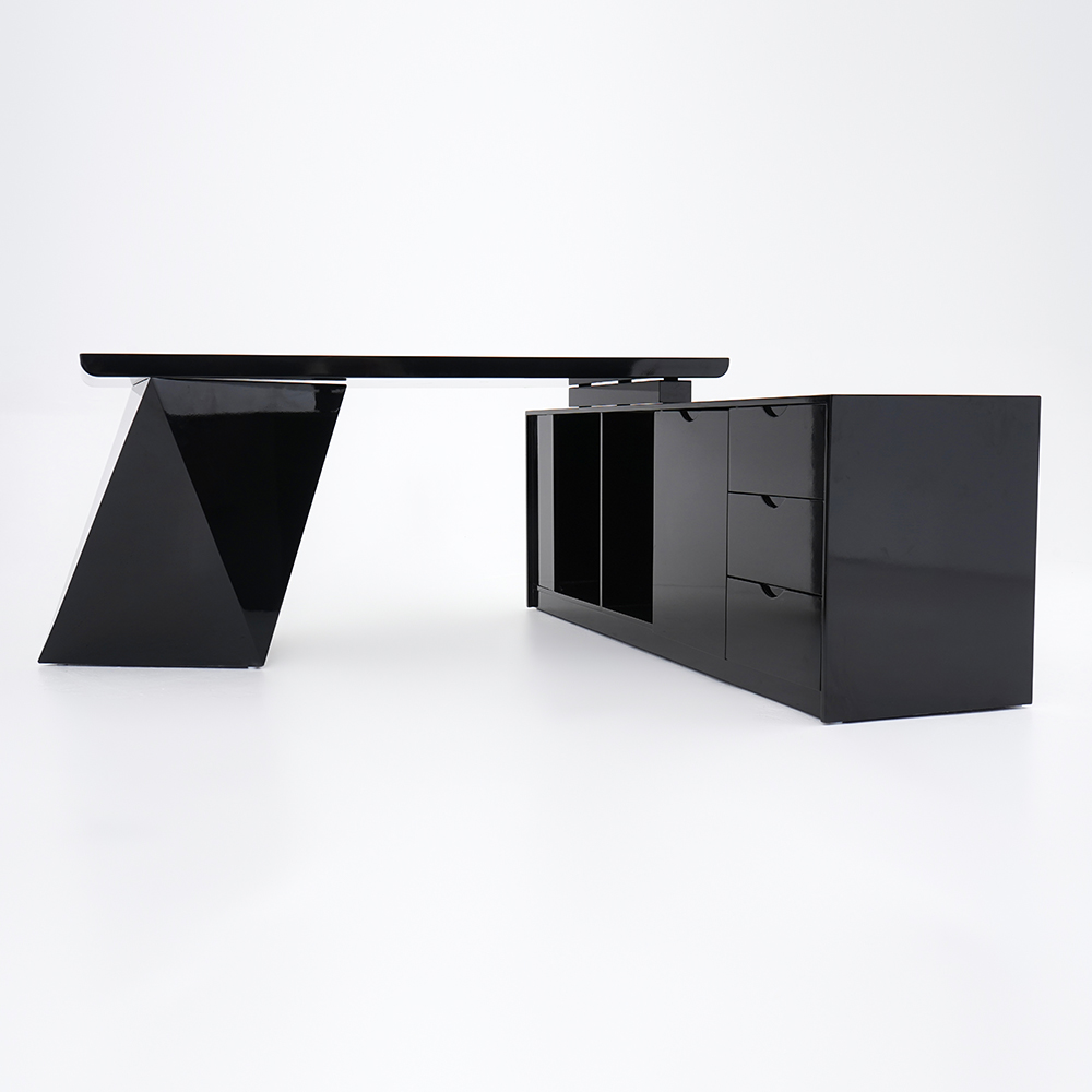 709 Modern Black L Shape Executive Desk Drawers And Cabinet Large Office Desk Right Hand 9940