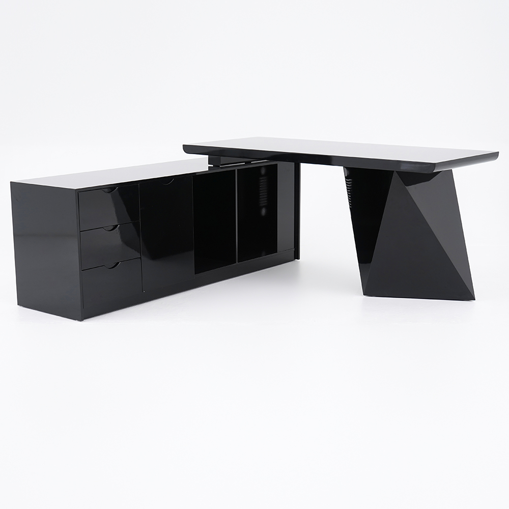 1800mm Modern Black LShape Executive Desk Drawers & Large Office Desk Left Hand