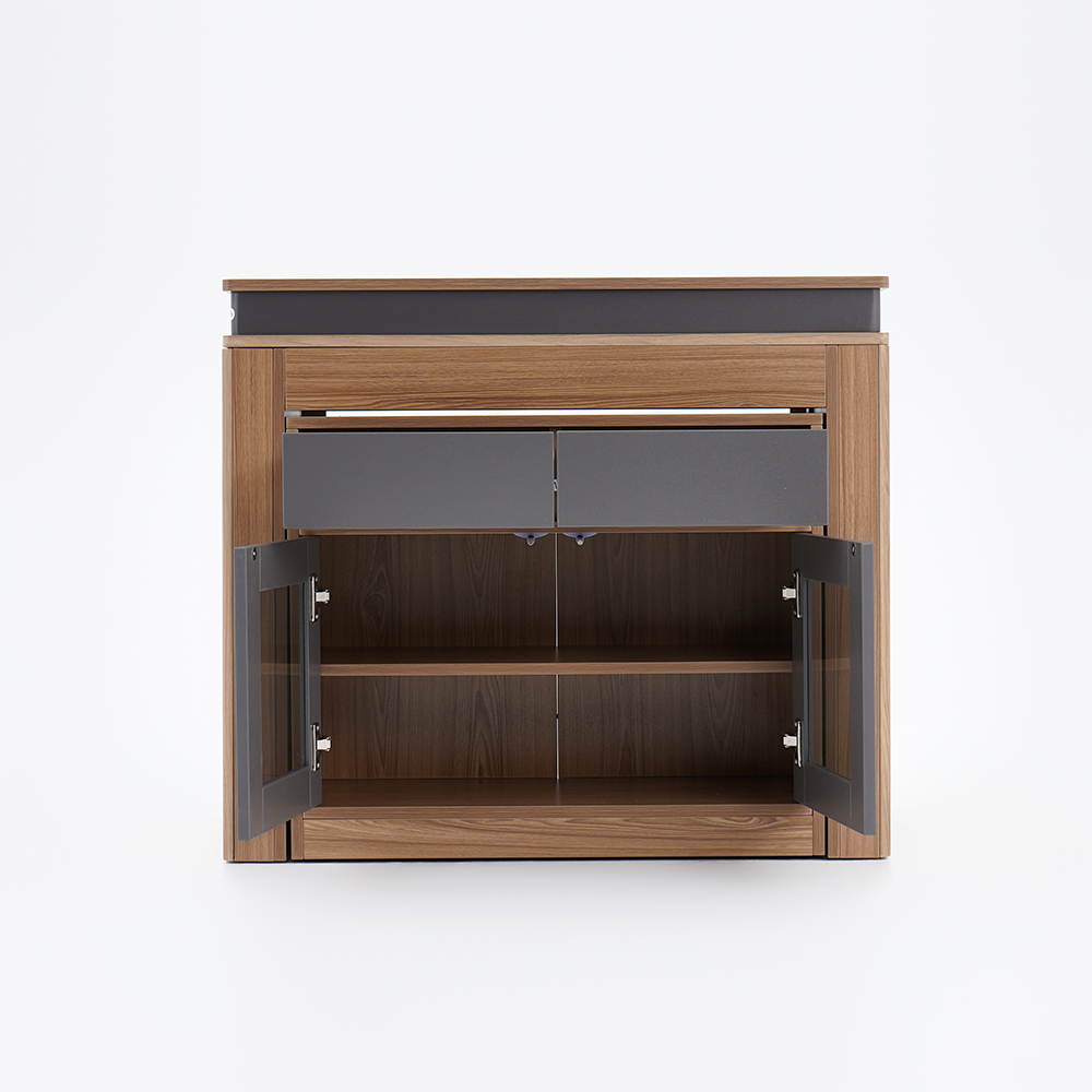 Modern Extendable Dining Table Rectangle Sideboard with Storage in