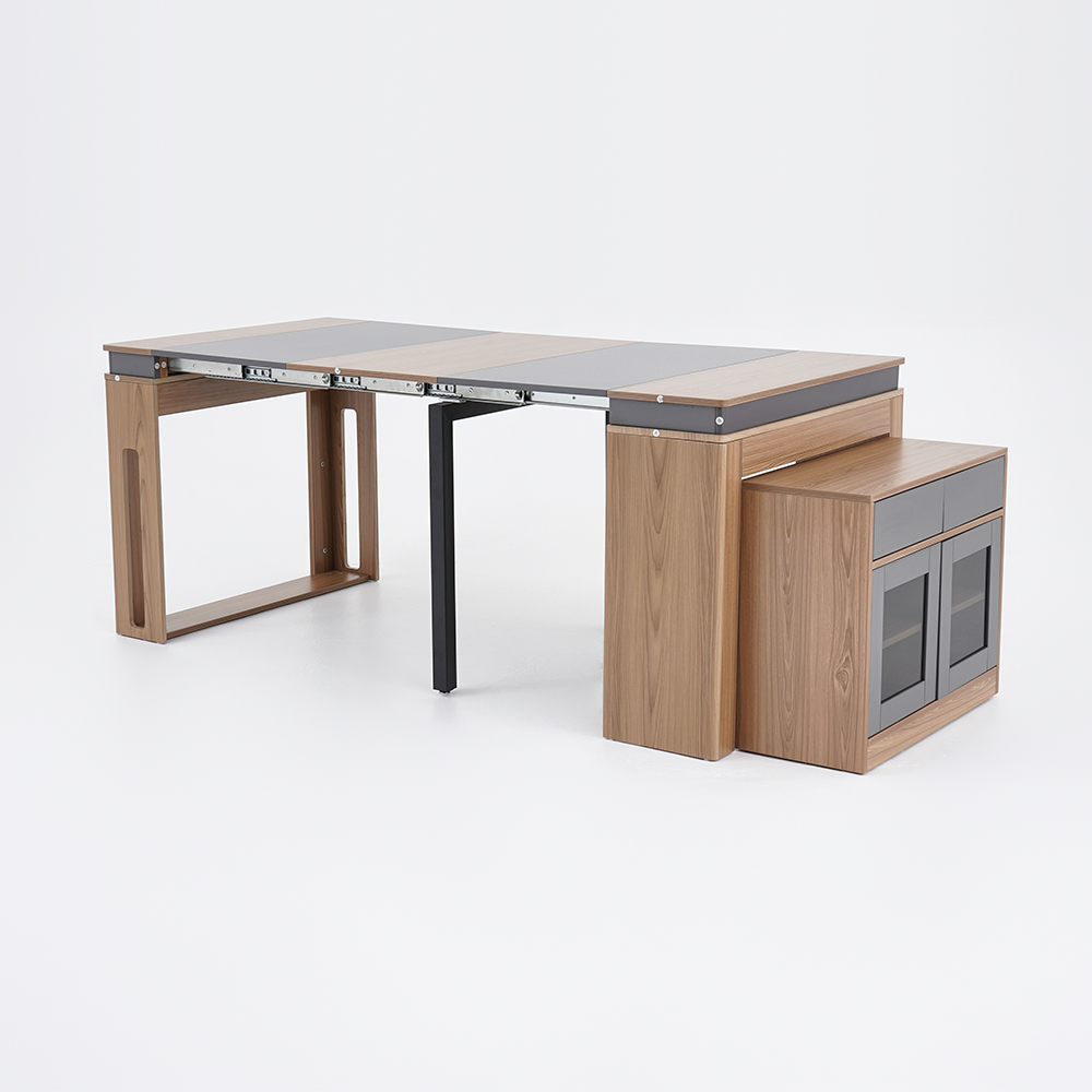 Modern Extendable Dining Table Rectangle Sideboard with Storage in