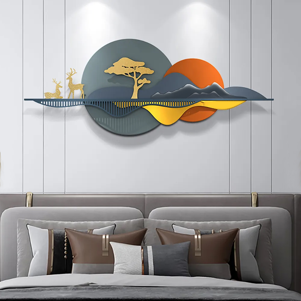 Modern 3D Unique Metal Nature Landscape Wall Decor Art for Living Room ...