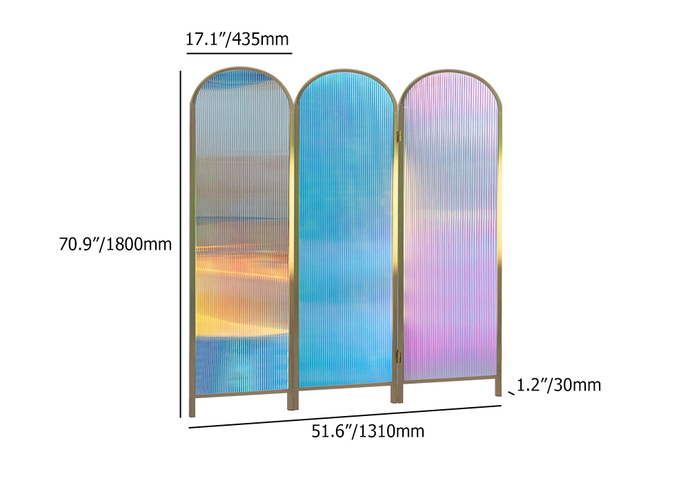 Acrylic Folding Room Divider Clear Iridescent 3Panel Free Standing in