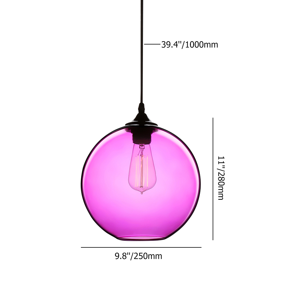 Modern Minimalist Single Edison Bulb Glass Pendant Light Globe Shape in