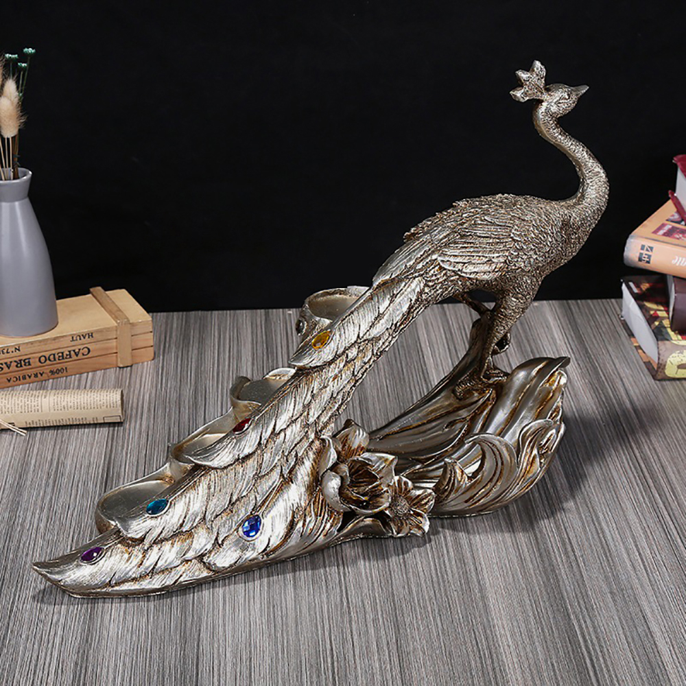 Modern Peacock Wine Glass Rack Tabletop Wine Bottle Holder in Antique