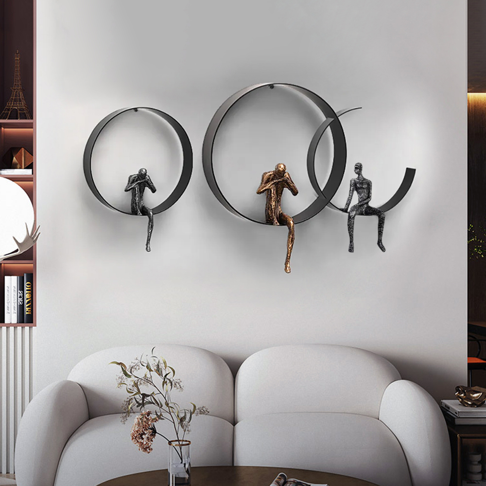 Modern 3D Artistic Figure Metal and Resin Wall Decor in Black Wall Decor Homary US