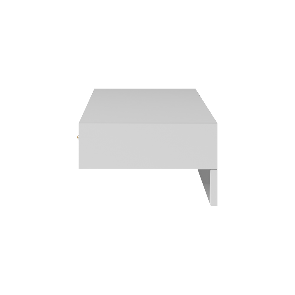 Modern White Floating Desk with Drawers Wall Mounted Desk in Pine Wood