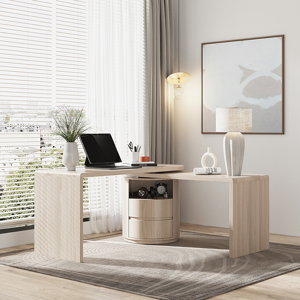 Modern Wash White L Shaped Desk 1 Cabinet 2 Drawers 60 Oak Executive   A97c102a0eb090878a729b36f52a4433 