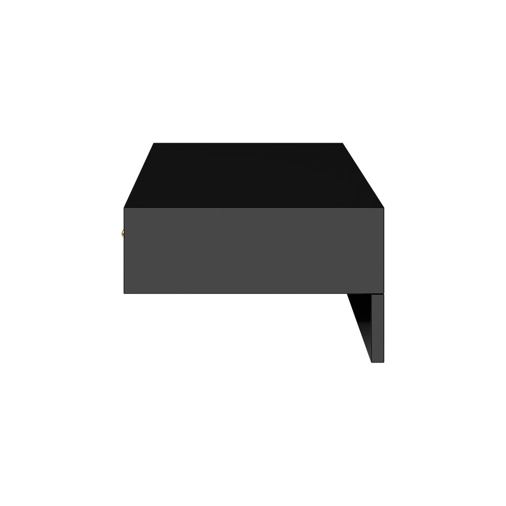 Modern Black Floating Desk with Drawers Wall Mounted Desk in Pine Wood