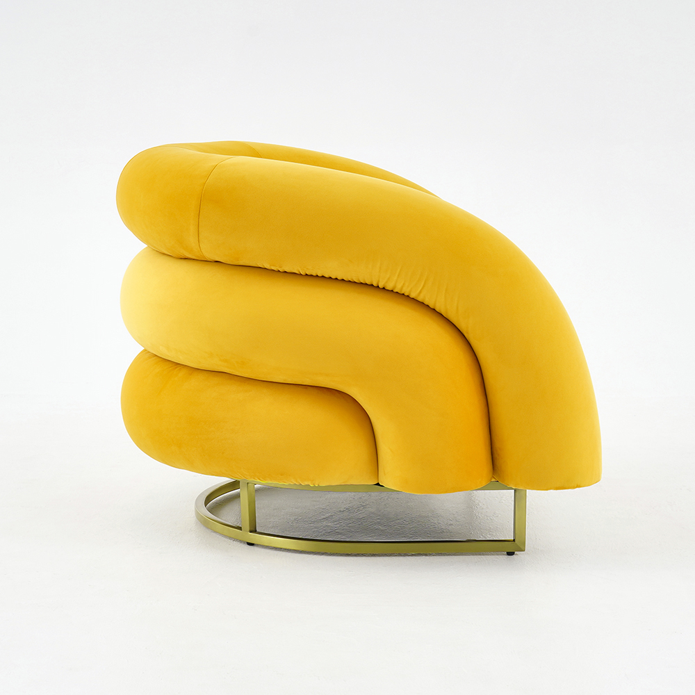 Creative Modern Yellow Solid Wood Velvet Accent Chair With Metal   E44a84b8c8ba5c922c05e8af4226c928 