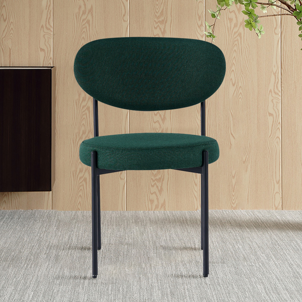 Modern Upholstered Dining Chairs Linen Side Chair (Set of 2) in Green