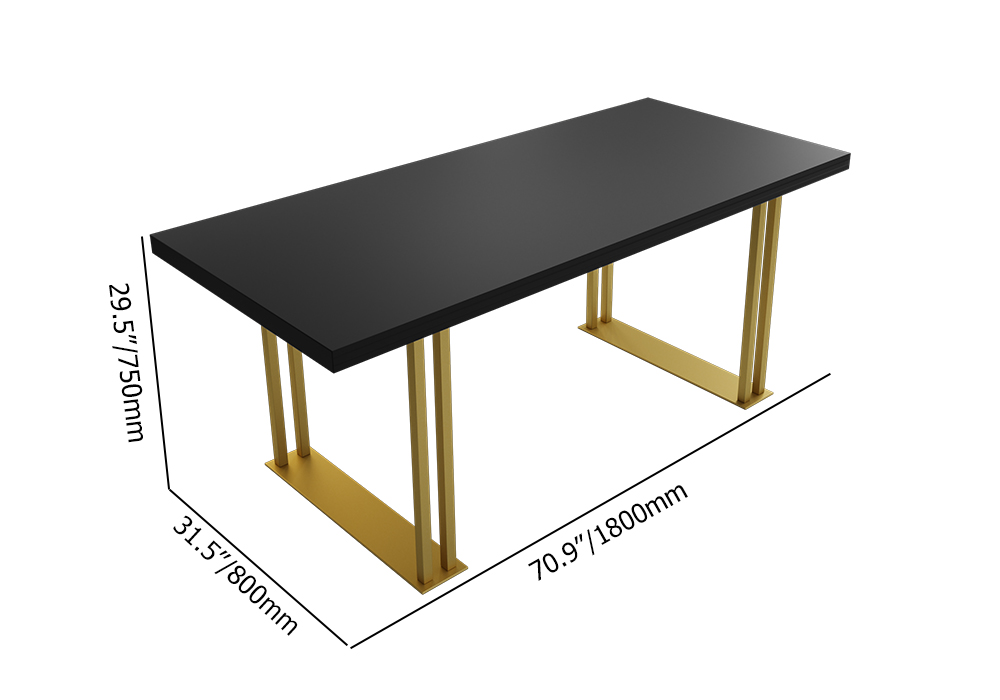 Hover 1800mm Black Rectangle Wood Dining Table in Gold Kitchen