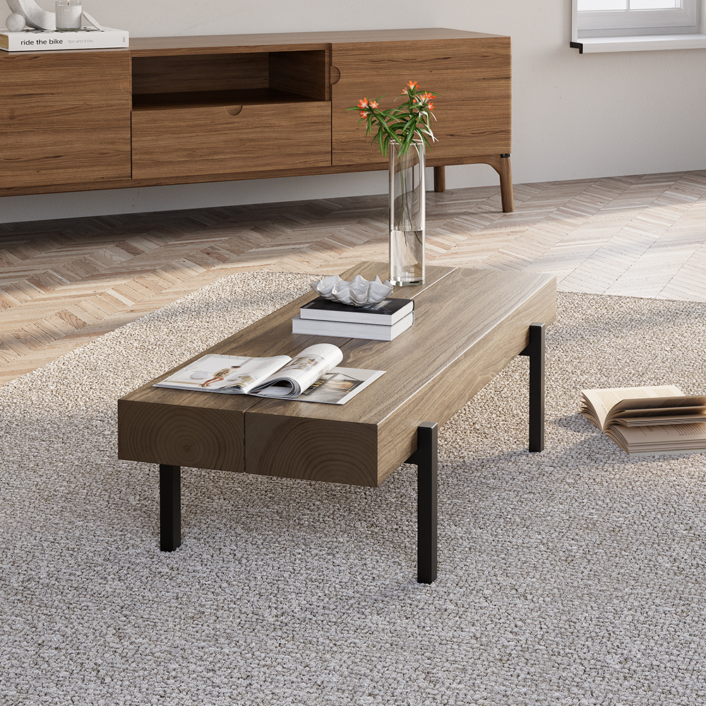 1000mm Rustic Small Coffee Table Narrow Rectangular Cocktail Table Pine