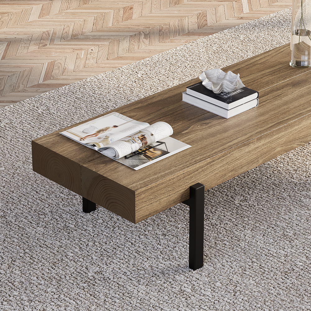1000mm Rustic Small Coffee Table Narrow Rectangular Cocktail Table Pine