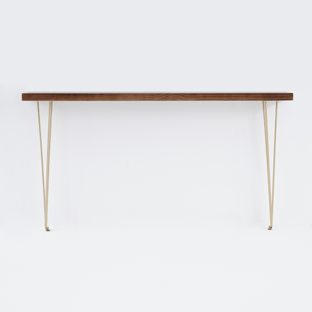 1500mm Rustic Walnut Narrow Rectangle Console Table with Wooden Top Metal Legs Hallway