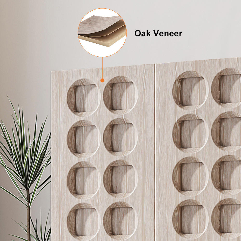 Japandi Washed White Wardrobe Closet Oak Veneer Armoire with 3 Drawers