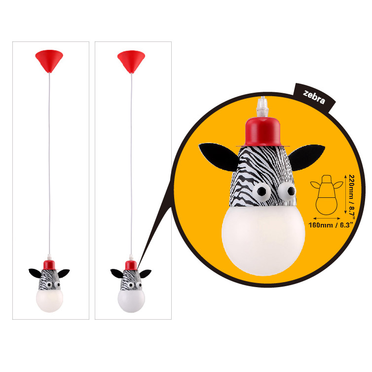 Art Deco LED Animal Hanging Light Pendant Light Zebra Children's Room
