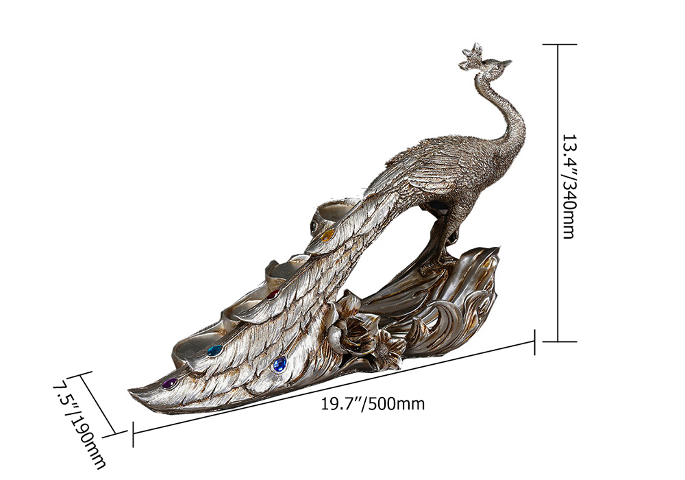 Modern Peacock Wine Glass Rack Tabletop Wine Bottle Holder in Antique