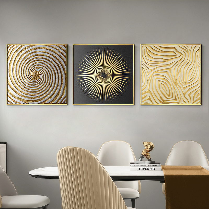 3 Pieces Glam Square Textured Wall Decor Set Canvas Abstract Painting ...