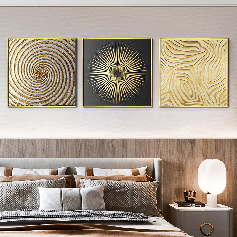 3 Pieces Glam Square Textured Wall Decor Set Canvas Abstract Painting ...