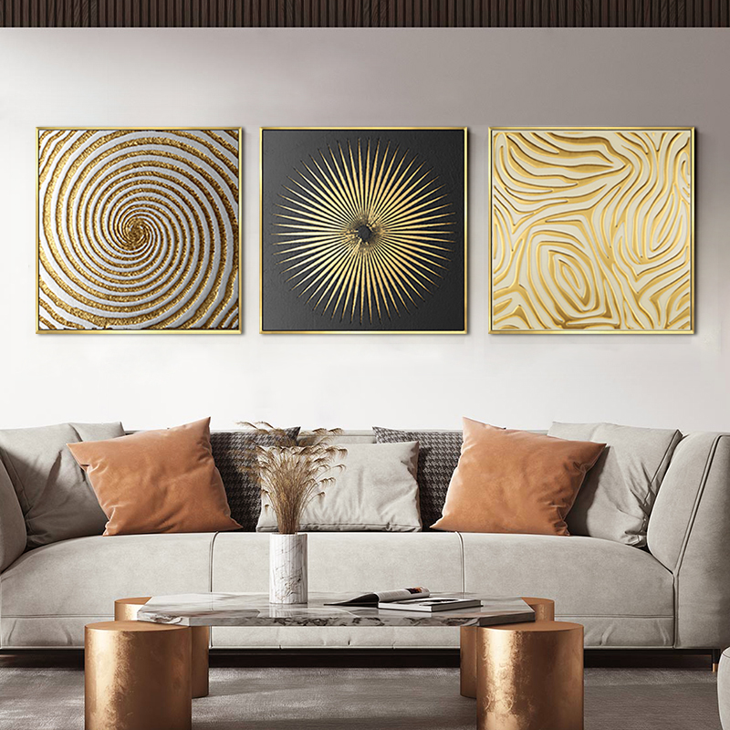 3 Pieces Glam Square Textured Wall Decor Set Canvas Abstract Painting ...