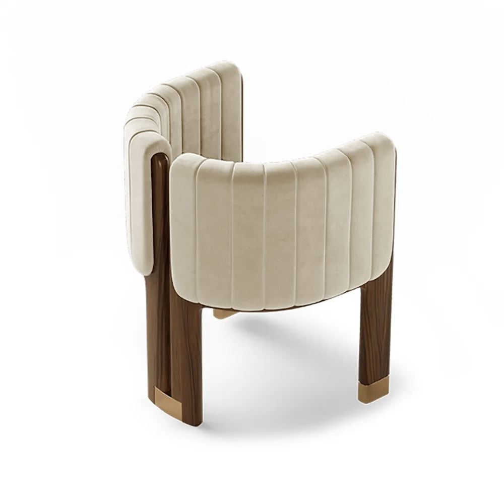 Modern Wood Accent Chair Beige Velvet Upholstered Arm Chair Living