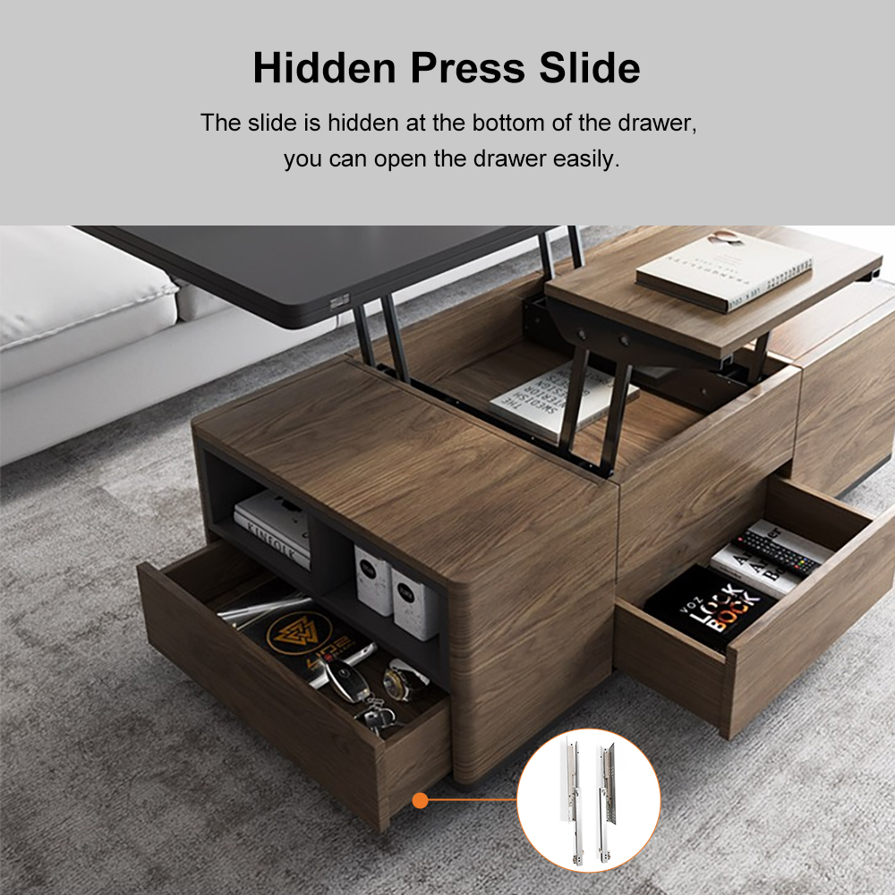Modern Lift Top Coffee Table Multi Functional Table with 3 Drawers in