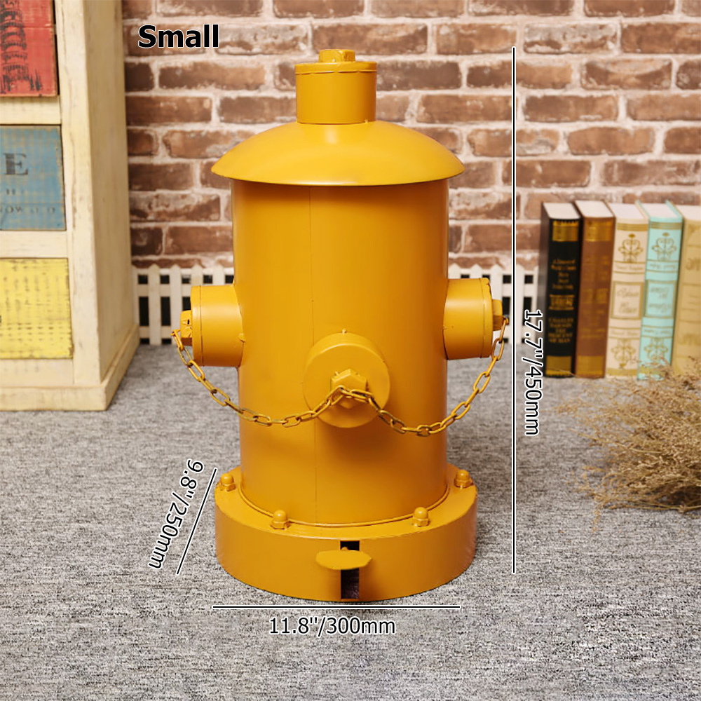 Industrial Fire Hydrant Trash Can in Yellow/Red/Black-Black-Small