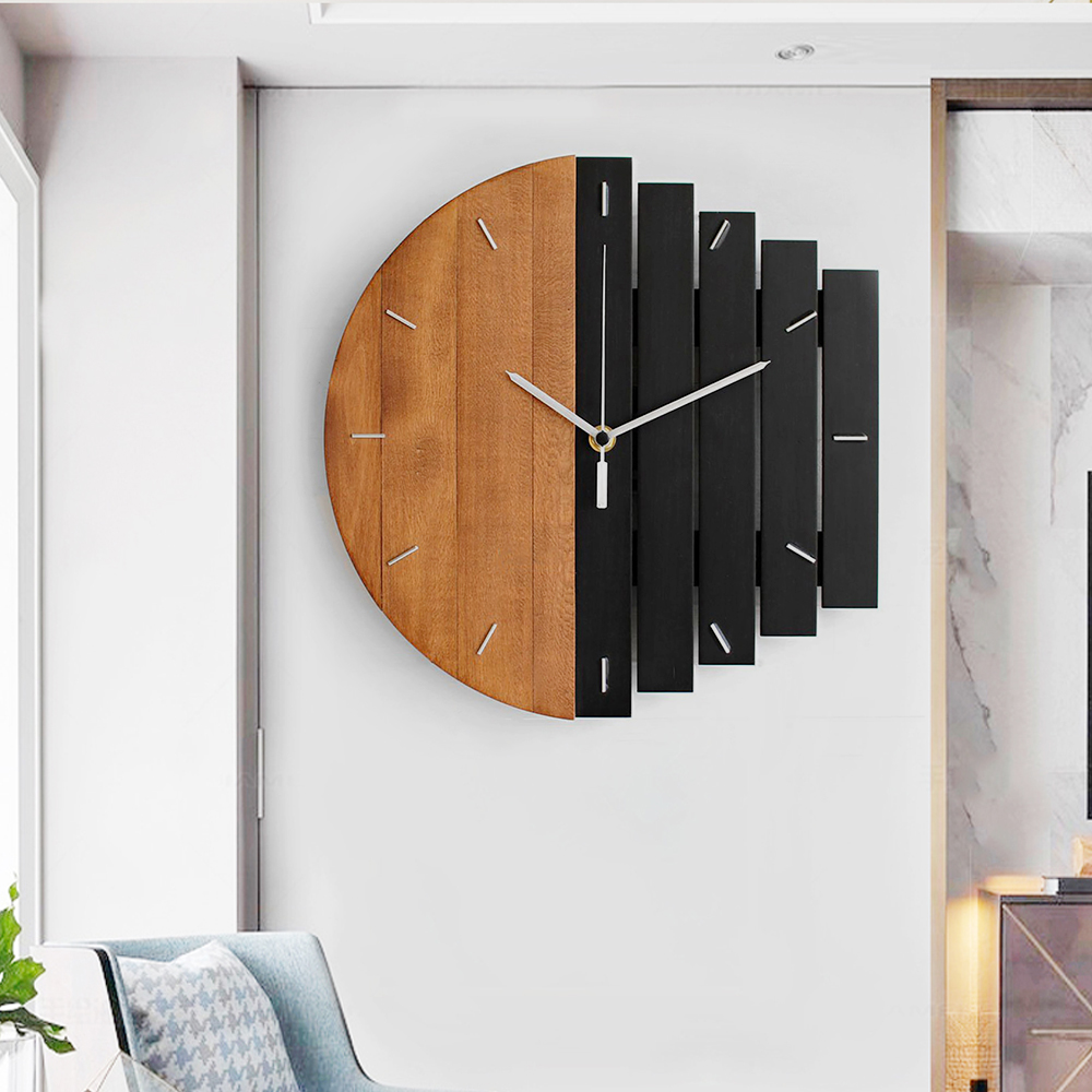 Image of Abstract Industrial-Style Creative Wood Wall Clock Household Artistic Decor