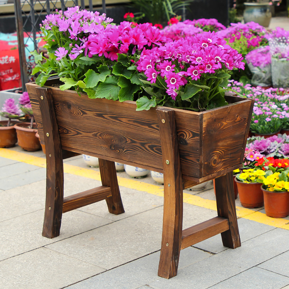 

Elevated Wood Flower Pot Planter for Balcony Patio
