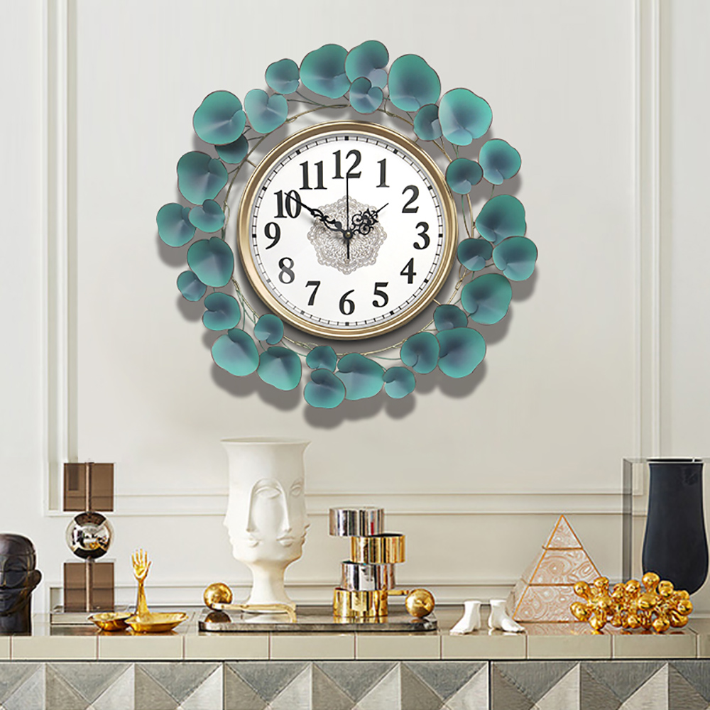 

Modern Pastoral Style 3D Green Leaves Decoration Arabic Digital Wall Clock