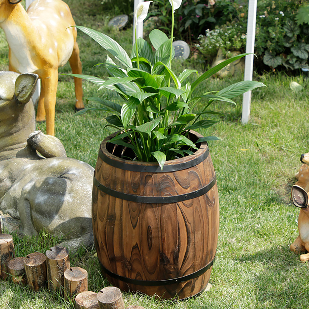 Big Wood Whiskey Barrel Bucket Planter For Outdoor Garden