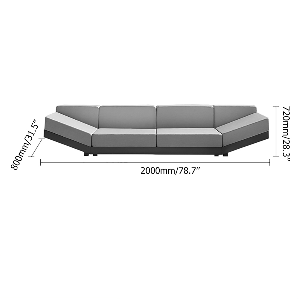 2000mm Polyester Outdoor Sofa with Extend Armrest and Cushion BackHomary