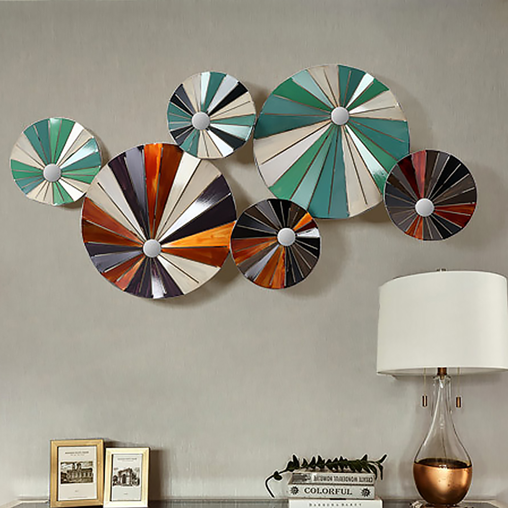 Contemporary Wrought Iron 3D Geometric Round Metal Wall DecorHomary