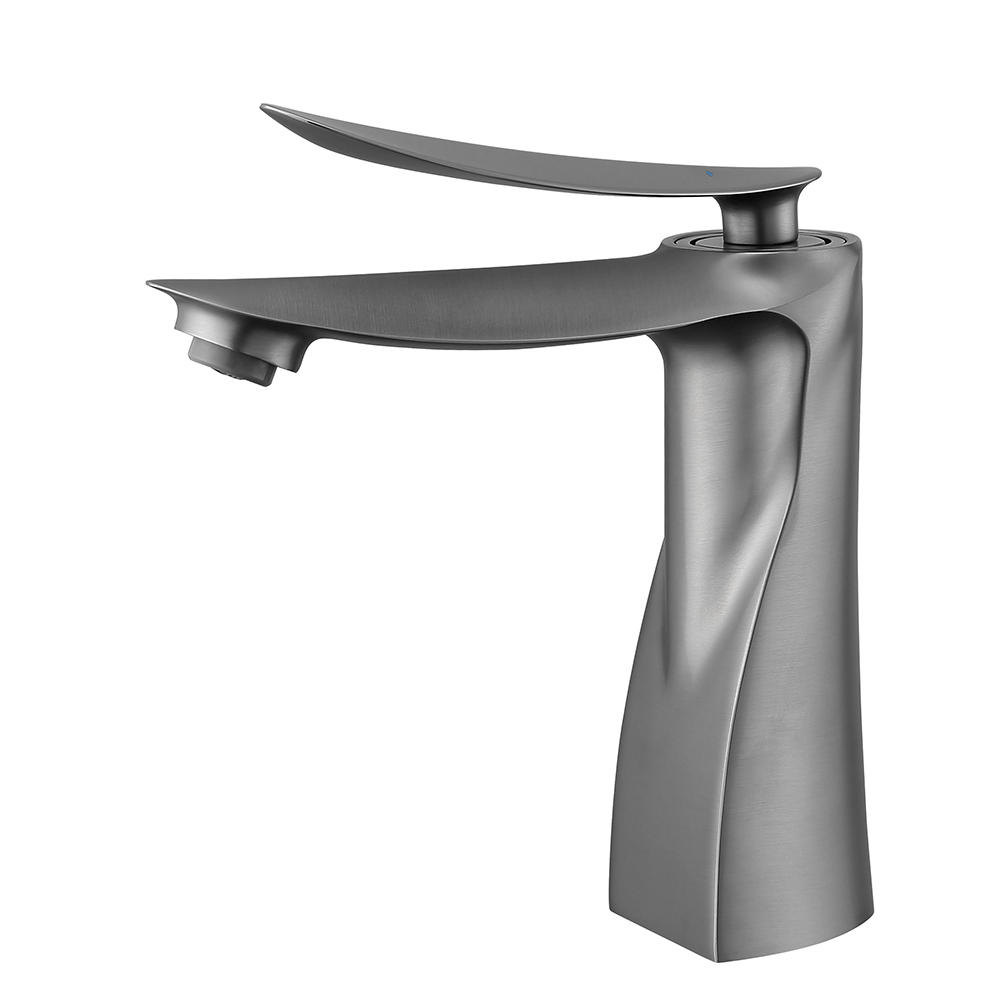 

Brushed Gunmetal Brass Single Handle 1-Hole Sink Faucet