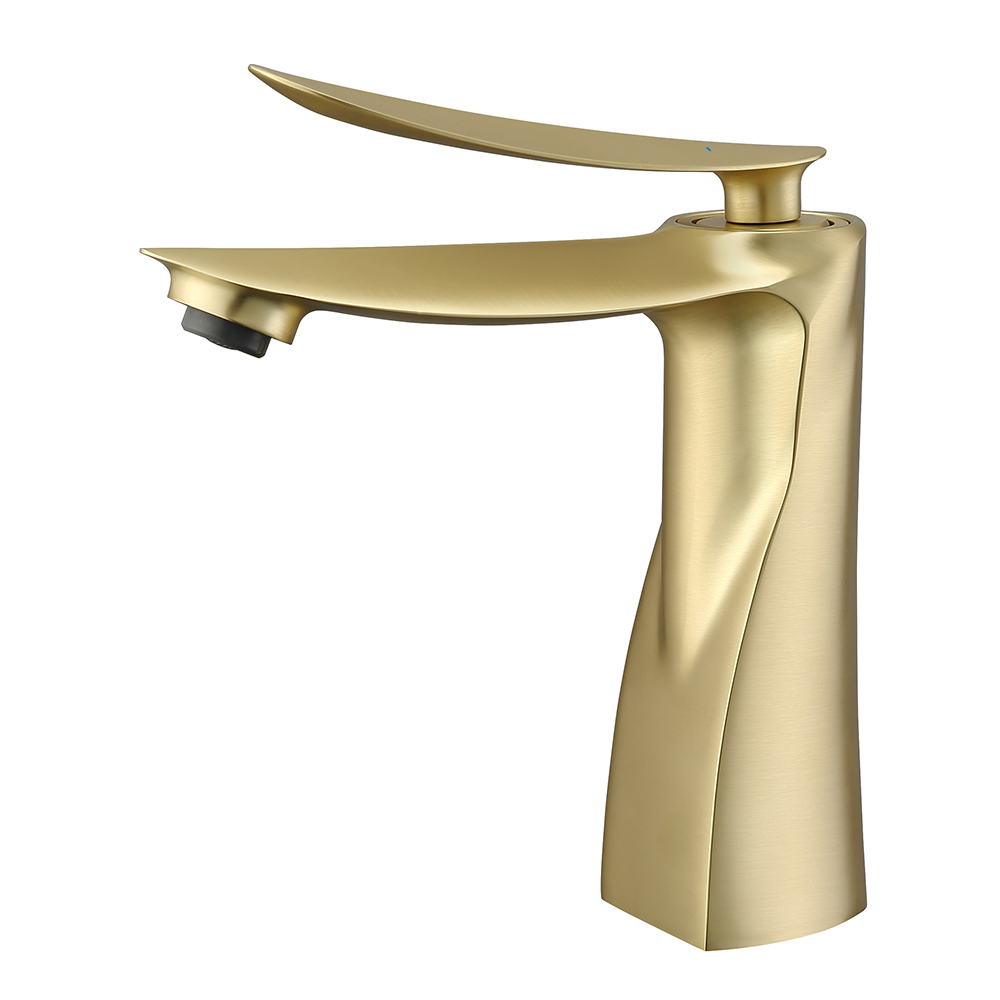 

Brushed Gold Brass Single Handle 1-Hole Sink Faucet