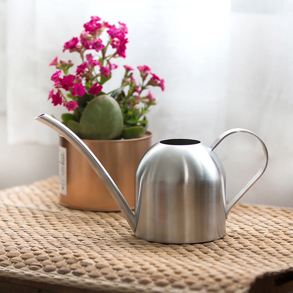 Small Mordern Stainless Steel Watering Can Round Long Mouth Pot